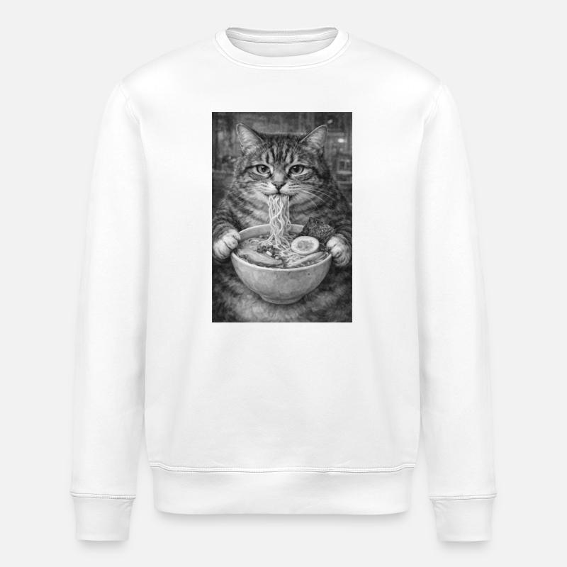 Katzen Ramen nuddeln  - Stanley/Stella Unisex Bio-Sweatshirt ROLLER - Weiß