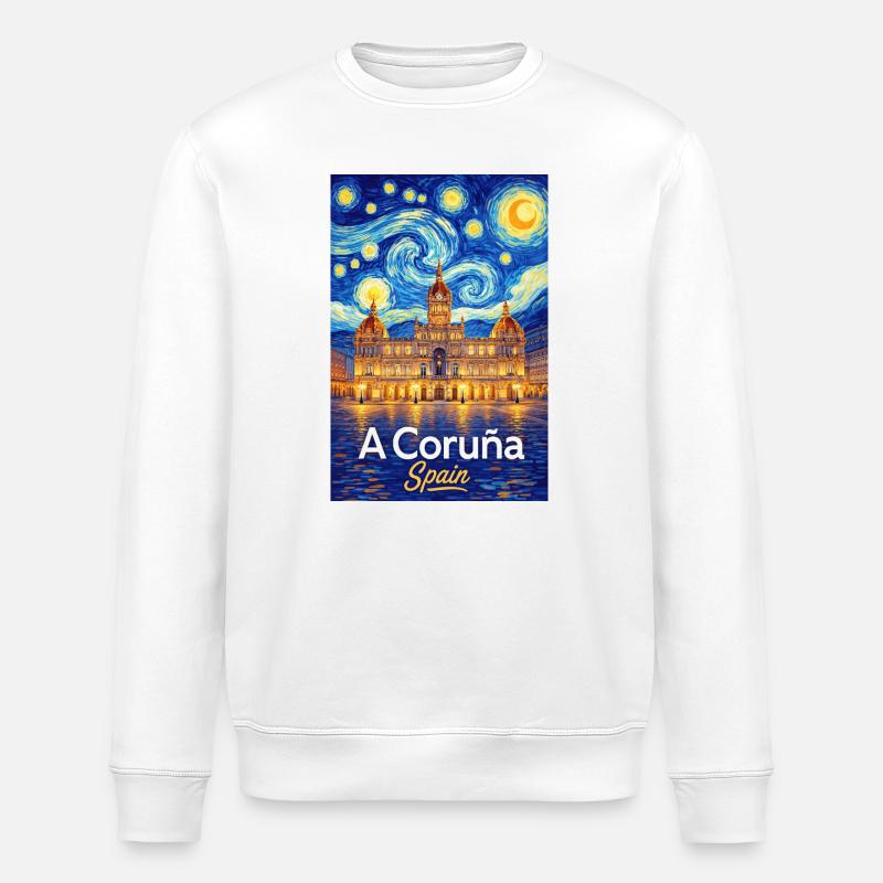 A Coruña Spain - Stanley/Stella ROLLER Unisex Organic Sweatshirt - white
