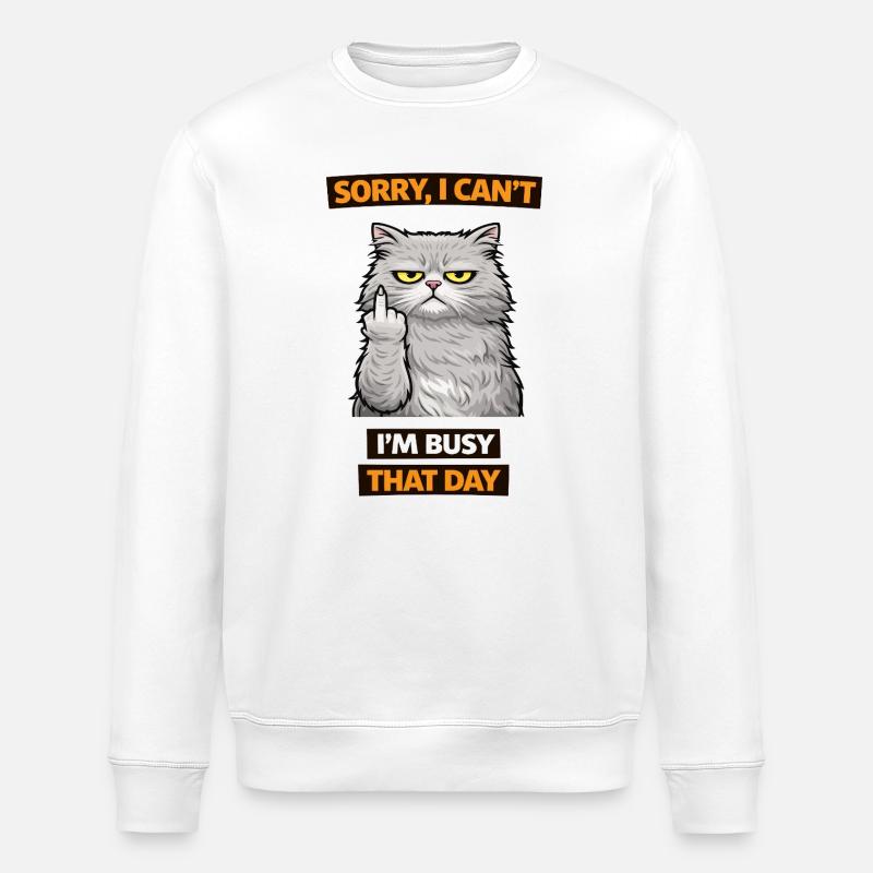 cranky Cat Busy Day Middle Finger - Sweat bio ROLLER Stanley/Stella Unisexe - blanc