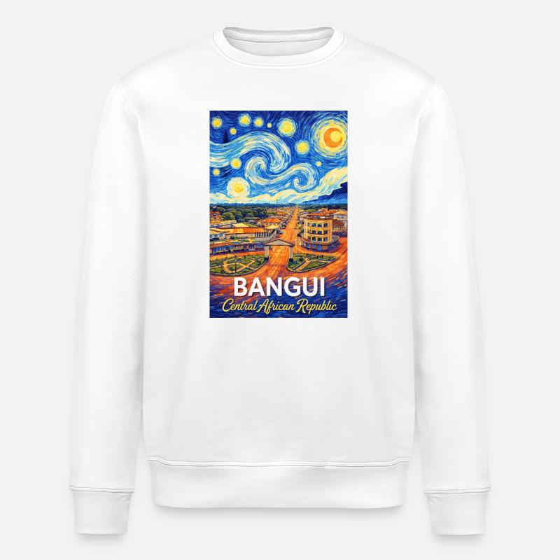 Bangui Cityscape Poster Starry Night - Stanley/Stella Unisex Bio-Sweatshirt ROLLER - Weiß