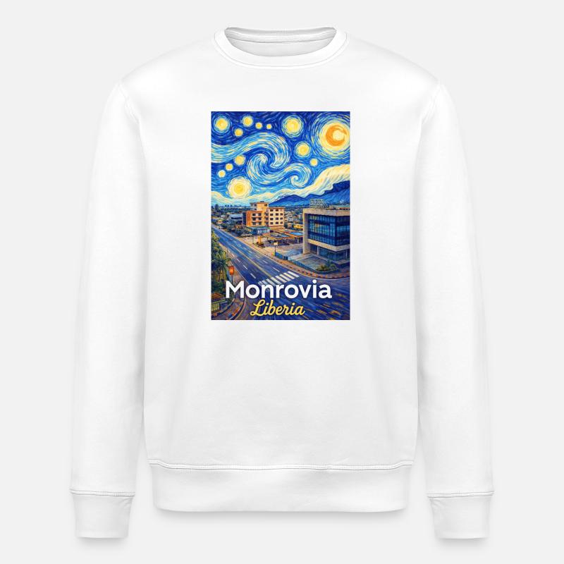 Monrovia Liberia Nuit étoilée - Sweat bio ROLLER Stanley/Stella Unisexe - blanc