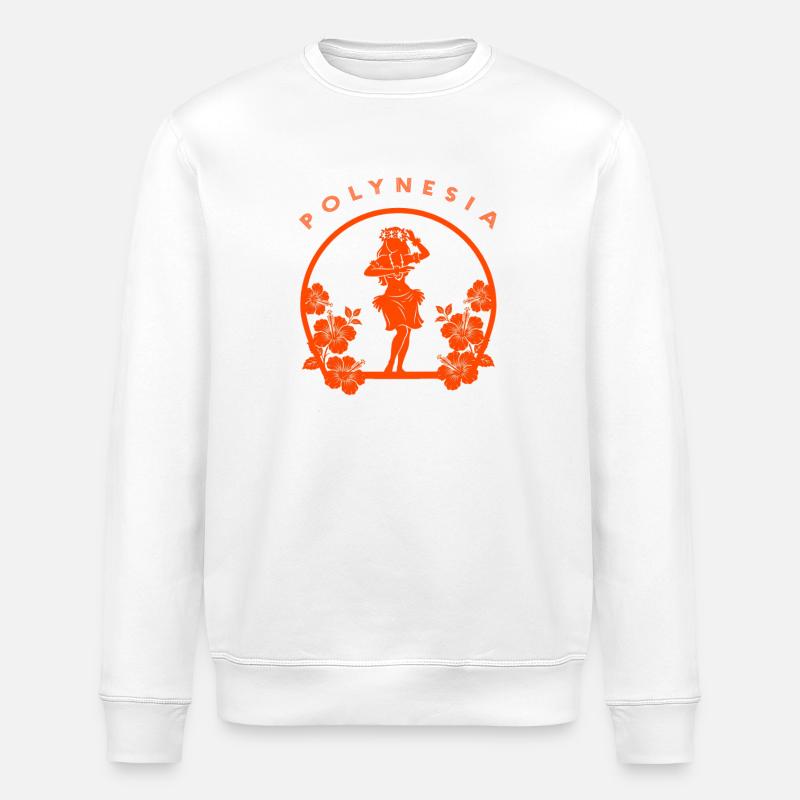 Polynesia Aloha Hula Dancer & Fleur d’Hibiscus - Sweat bio ROLLER Stanley/Stella Unisexe - blanc