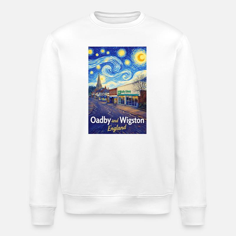 Oadby Wigston England Star Roads - Stanley/Stella ROLLER Unisex Organic Sweatshirt - white