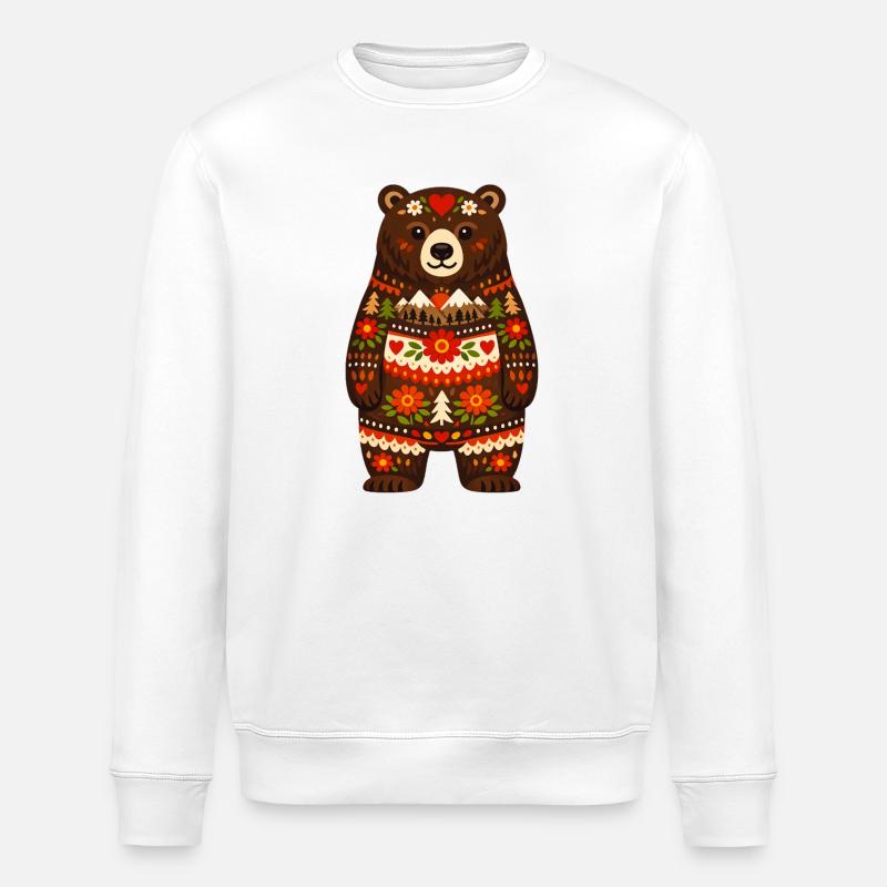 Bär im Volksstil - Stanley/Stella Unisex Bio-Sweatshirt ROLLER - Weiß