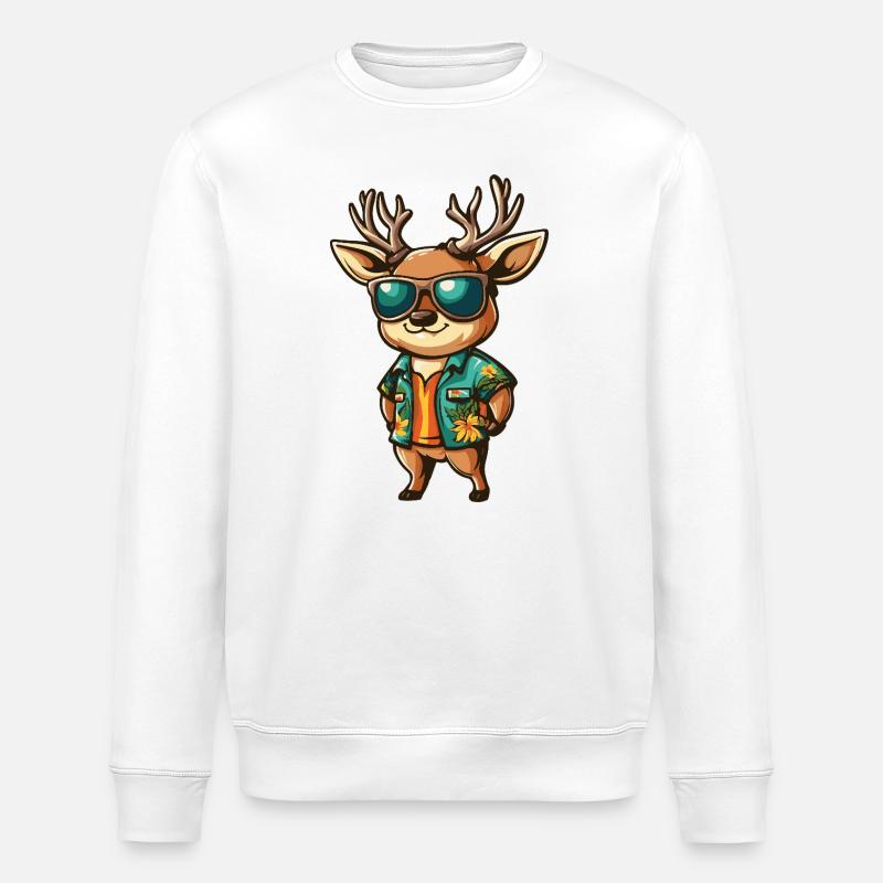 Deer Comic Vacation - Stanley/Stella ROLLER Unisex Organic Sweatshirt - white