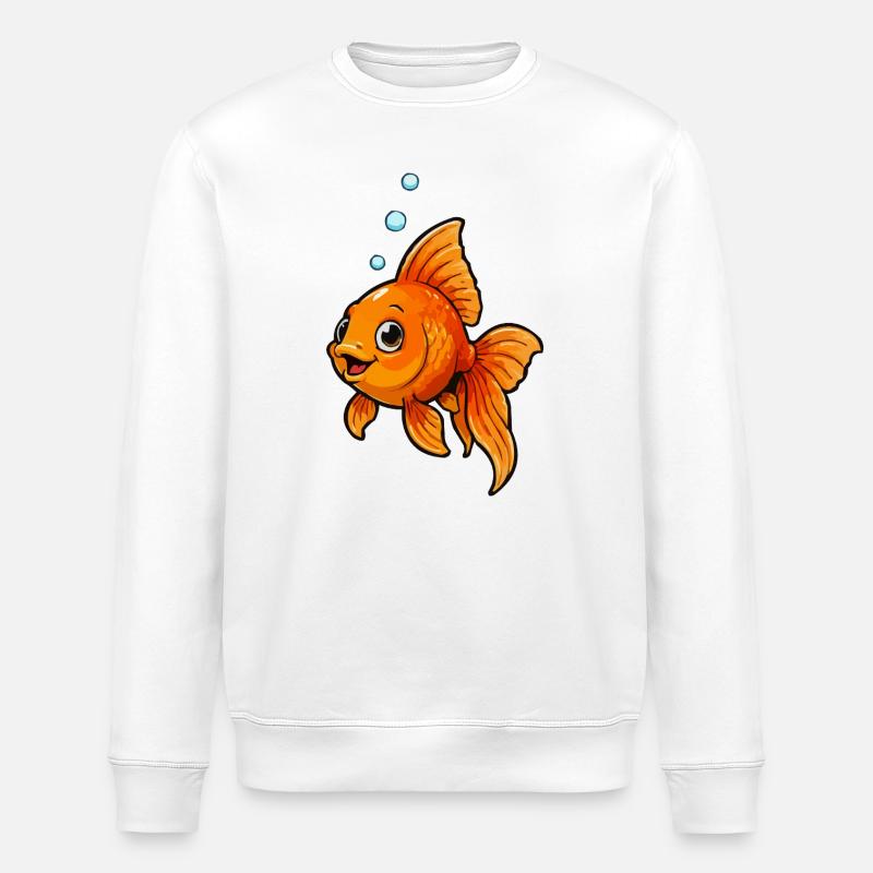 Fröhlicher Goldfisch Cartoon - Stanley/Stella Unisex Bio-Sweatshirt ROLLER - Weiß