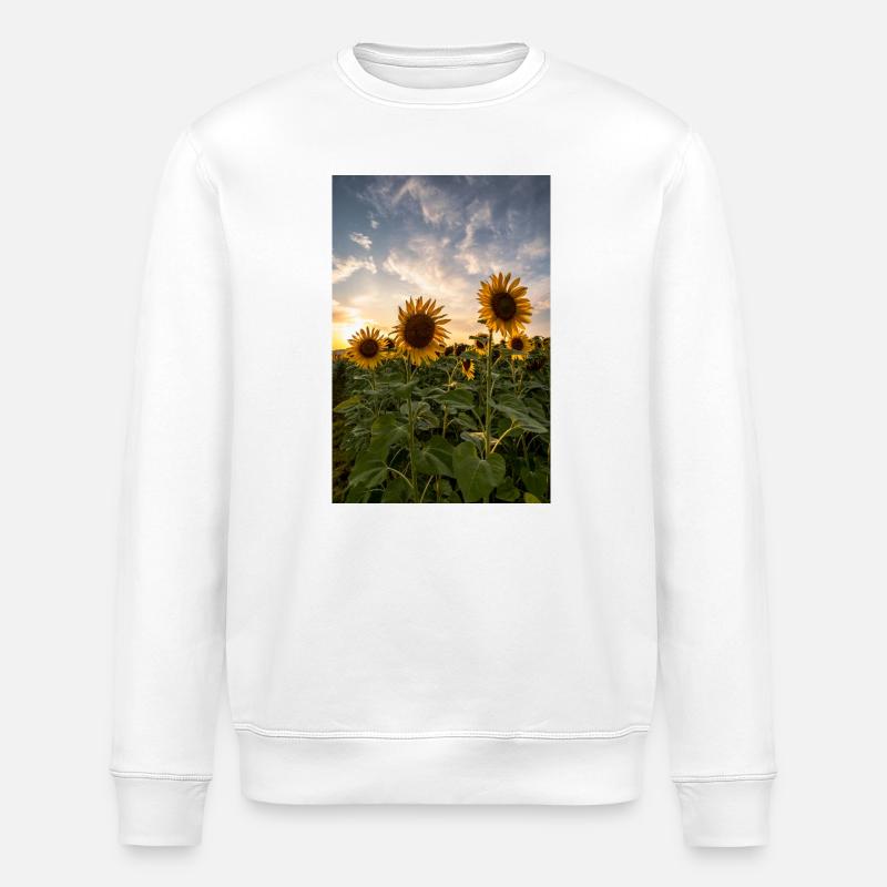 Sonnenblumen bei Sonnenuntergang - Stanley/Stella Unisex Bio-Sweatshirt ROLLER - Weiß