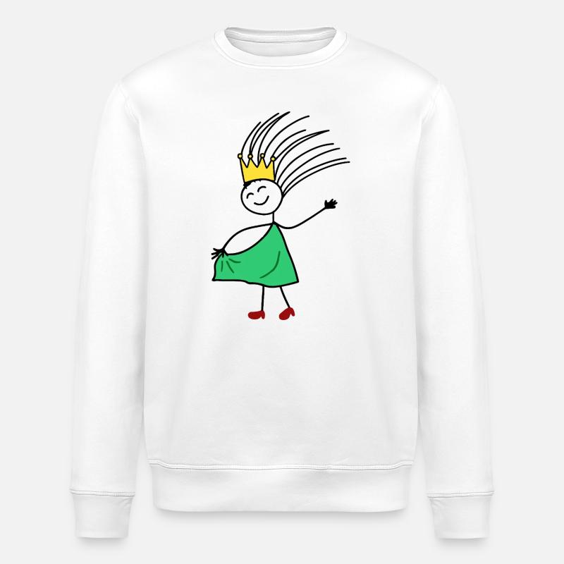 Crowned Joy: Minimal Princess Sketch - Stanley/Stella ROLLER Unisex Organic Sweatshirt - white