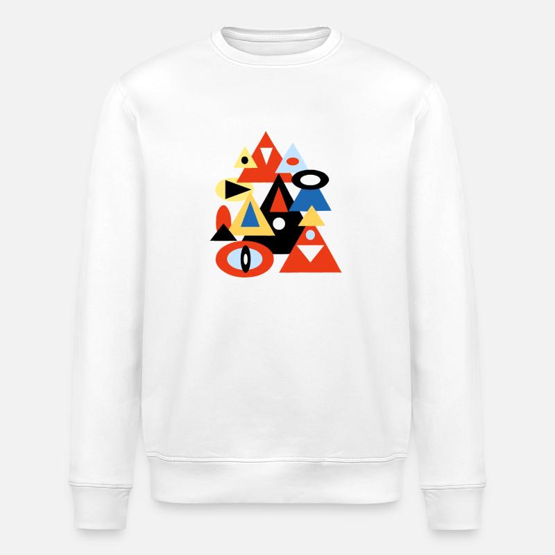 Geometric Abstract Pyramid Design - Stanley/Stella ROLLER Unisex Organic Sweatshirt - white