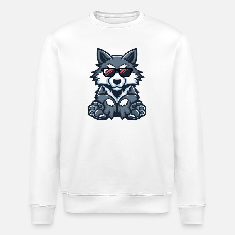 Loup Bande Dessinée Cool - Sweat bio ROLLER Stanley/Stella Unisexe - blanc