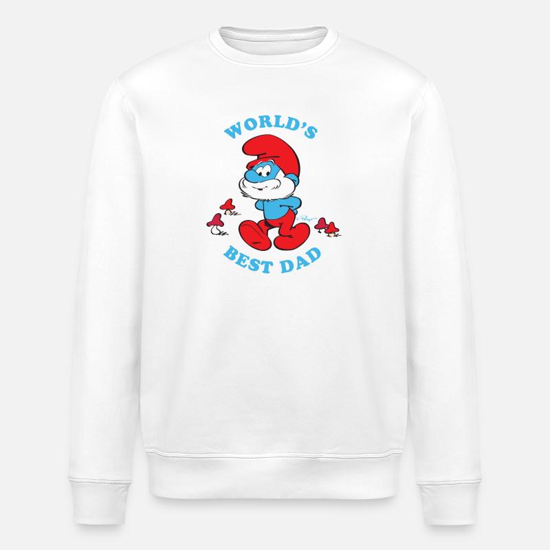 Smølferne designer Verdens bedste far - Stanley/Stella økologisk unisex-sweatshirt ROLLER - hvid