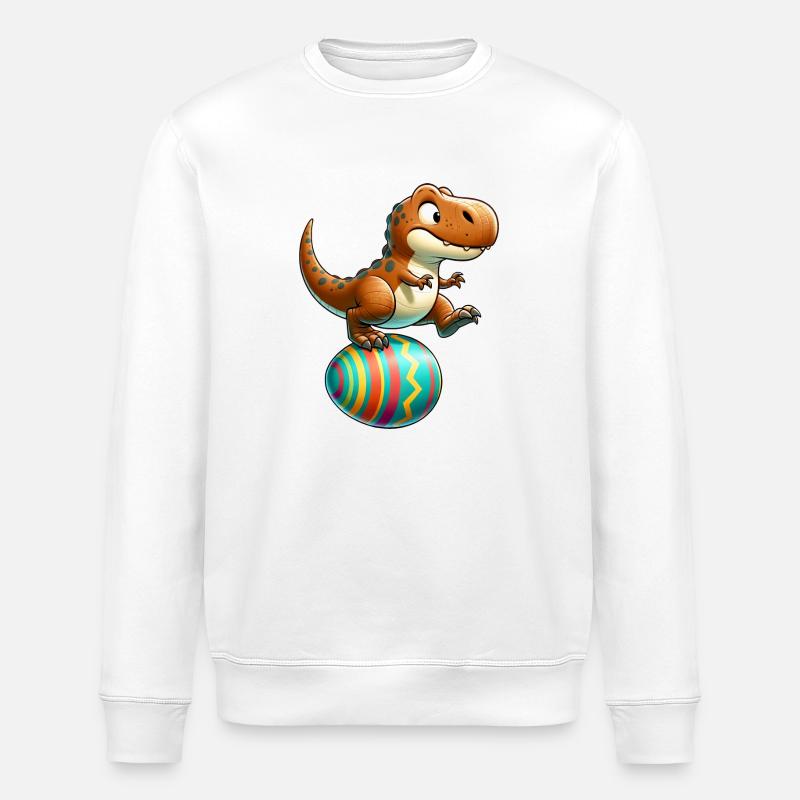 Dancing T-Rex, Easter Eggshell Fun - Stanley/Stella ROLLER Unisex Organic Sweatshirt - white