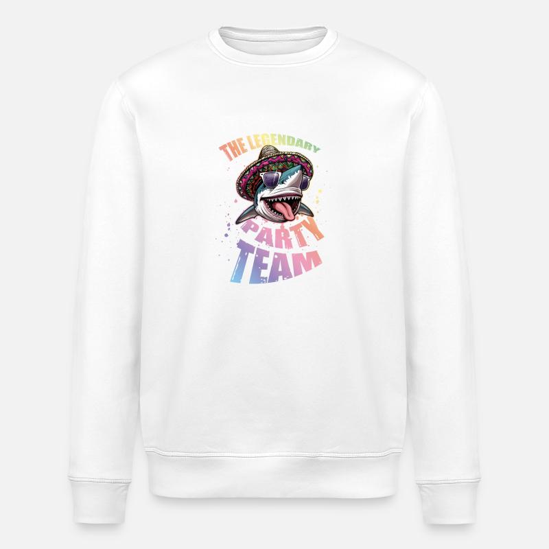 Party Team Shark Legendary - Stanley/Stella ROLLER Unisex Organic Sweatshirt - white