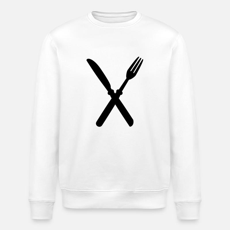 fork_and_kinfe - Stanley/Stella ROLLER Unisex Organic Sweatshirt - white