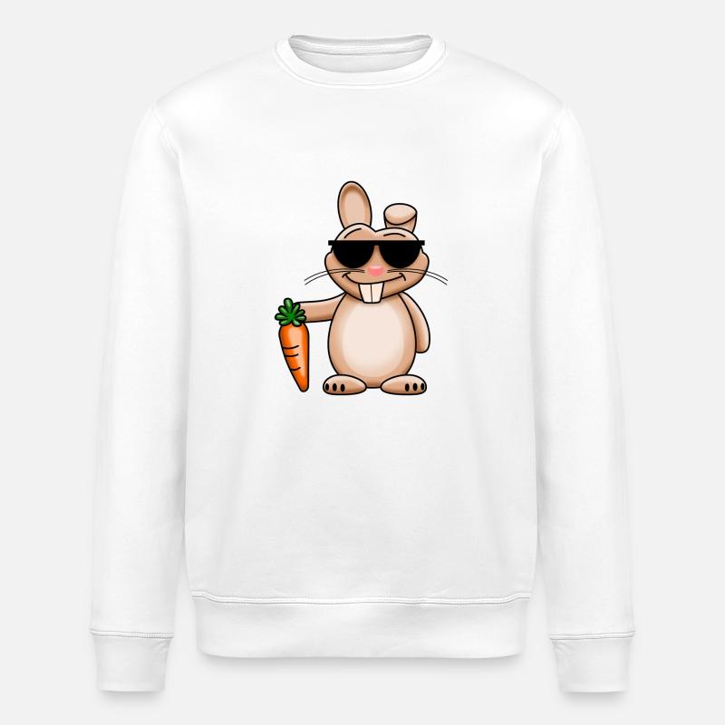 Cooler Hase mit Sonnenbrille - Stanley/Stella Unisex Bio-Sweatshirt ROLLER - Weiß