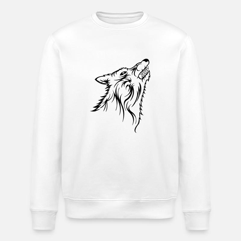 wolf - Stanley/Stella ROLLER Unisex Organic Sweatshirt - white