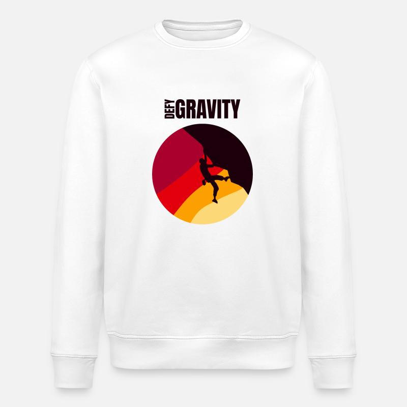 Defy Gravity - Climber Gift - Stanley/Stella ROLLER Unisex Organic Sweatshirt - white