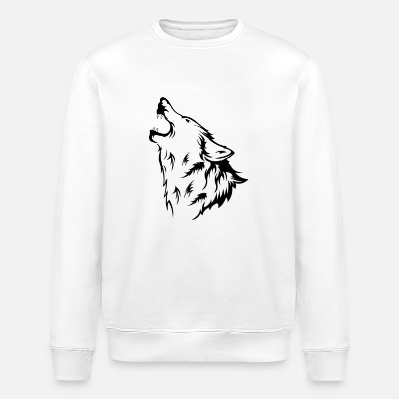 wolf - Stanley/Stella ROLLER Unisex Organic Sweatshirt - white