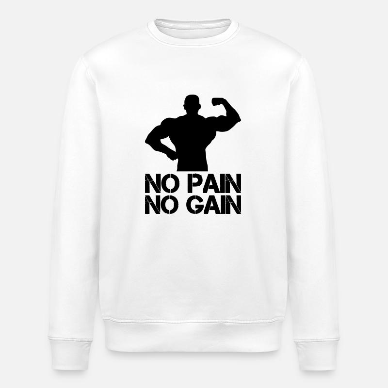 bodybuilder pain gain - Stanley/Stella Unisex Bio-Sweatshirt ROLLER - Weiß