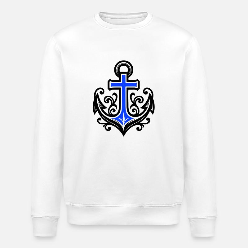 Anker Symbol Kreuz - Stanley/Stella Unisex Bio-Sweatshirt ROLLER - Weiß