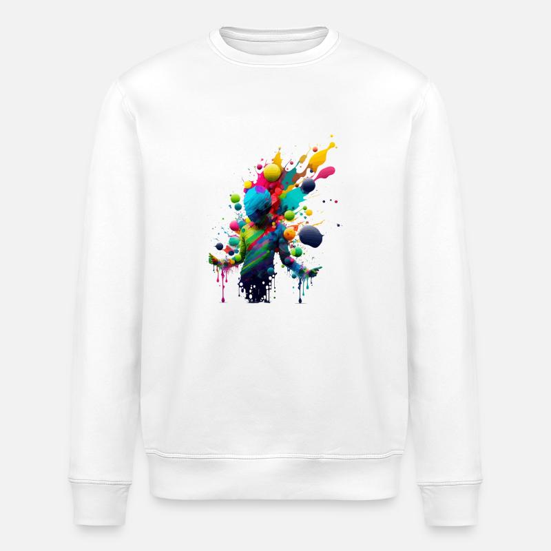 Farbexplosion - Stanley/Stella Unisex Bio-Sweatshirt ROLLER - Weiß