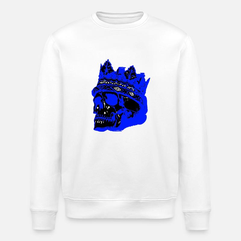 Totenkopf mit Krone - Stanley/Stella Unisex Bio-Sweatshirt ROLLER - Weiß