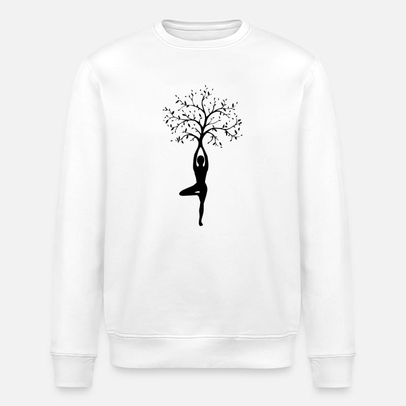 Tree Pose Silhouette Yoga - Stanley/Stella ROLLER Unisex Organic Sweatshirt - white
