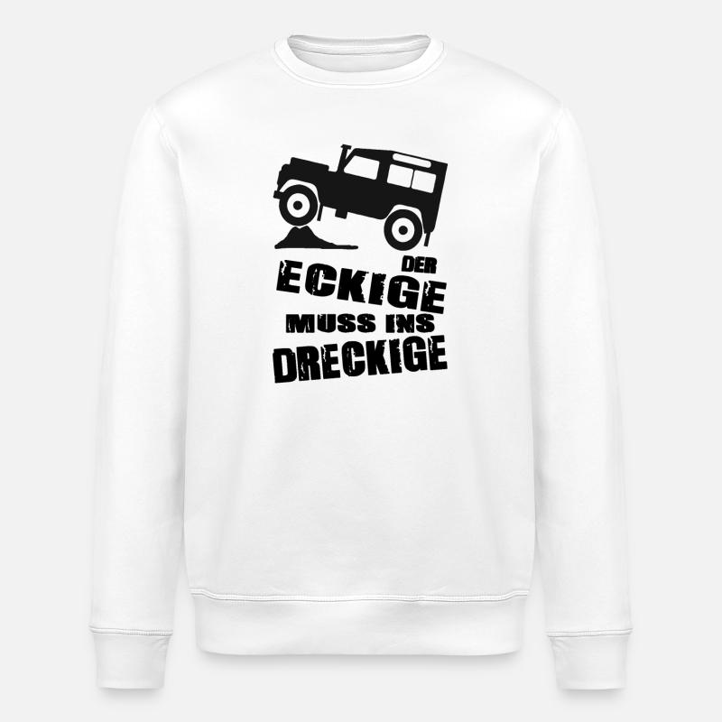 Land-Rover Defender Der Eckige - Stanley/Stella Unisex Bio-Sweatshirt ROLLER - Weiß