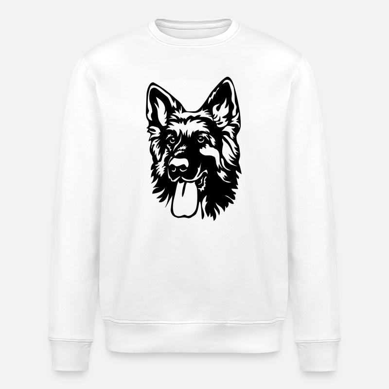 German Shepherd Head - Stanley/Stella ROLLER Unisex Organic Sweatshirt - white