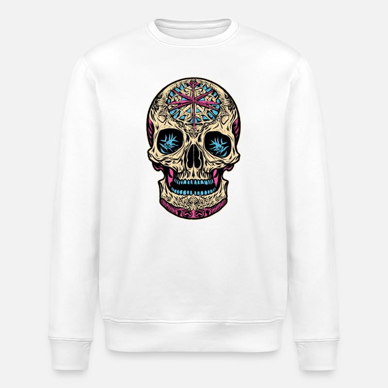Sugar Skull | Sugar Skull - Stanley/Stella ROLLER Unisex Organic Sweatshirt - white