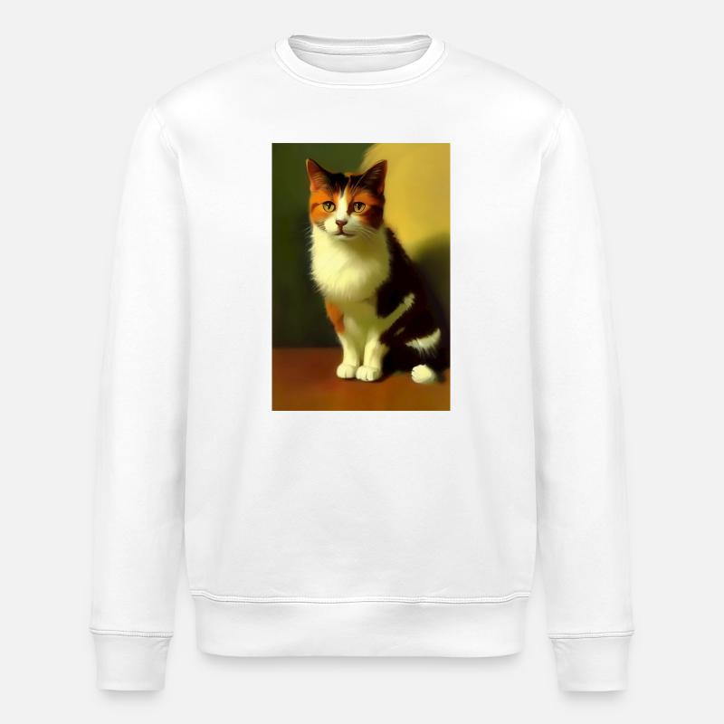 Cat Image - Stanley/Stella ROLLER Unisex Organic Sweatshirt - white