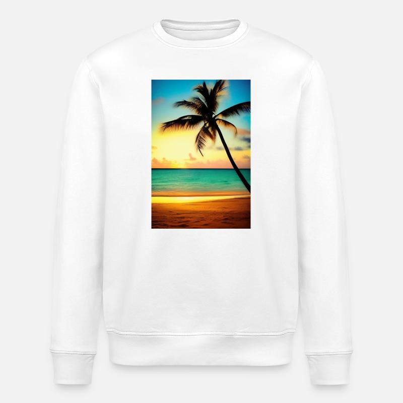 Karibik Palmen Strand - Stanley/Stella Unisex Bio-Sweatshirt ROLLER - Weiß