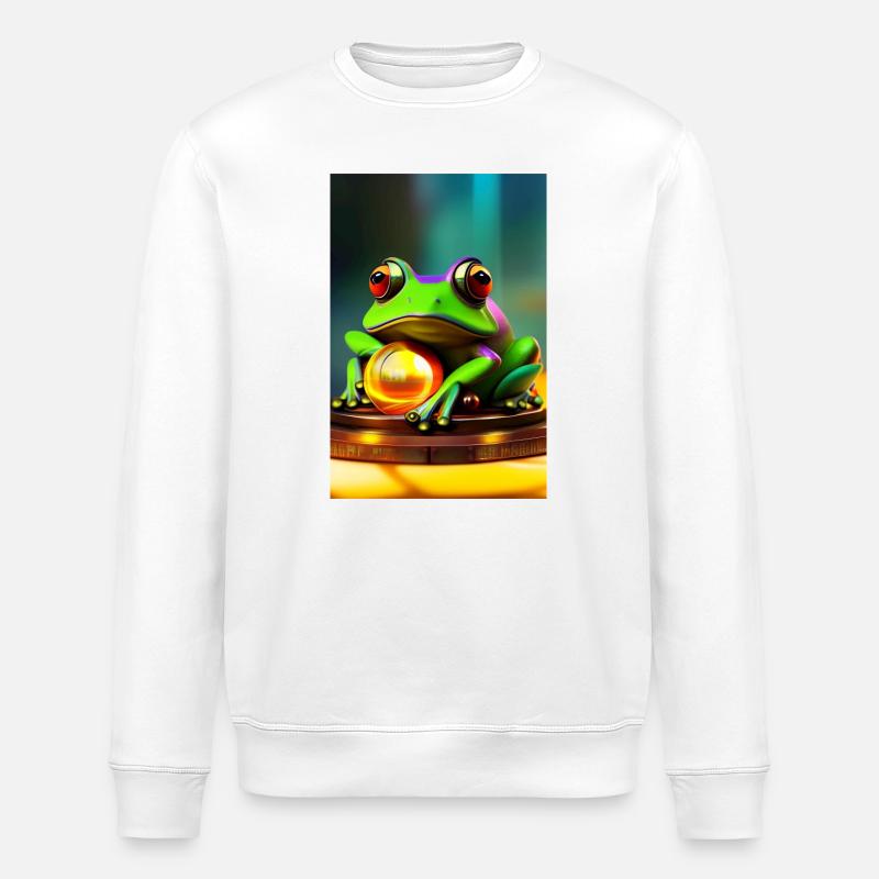 Frosch mit Gold Kugel - Stanley/Stella Unisex Bio-Sweatshirt ROLLER - Weiß
