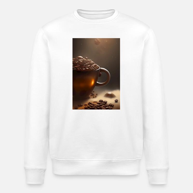 Café, grains de café - Sweat bio ROLLER Stanley/Stella Unisexe - blanc