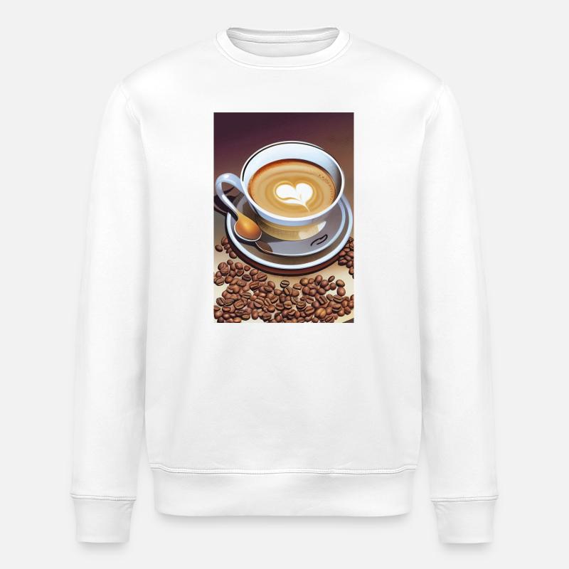 Café, grains de café - Sweat bio ROLLER Stanley/Stella Unisexe - blanc