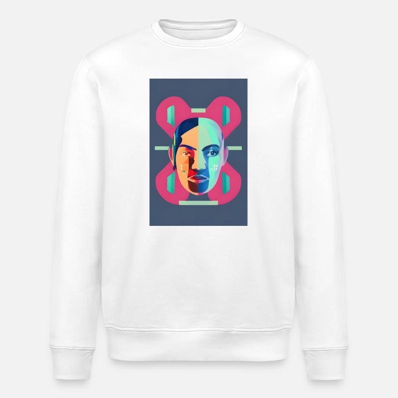 Portrait Néon Fragmenté - Sweat bio ROLLER Stanley/Stella Unisexe - blanc