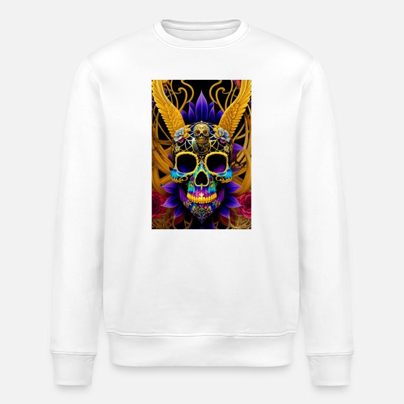Calavera 2 - Stanley/Stella ROLLER Unisex Organic Sweatshirt - white