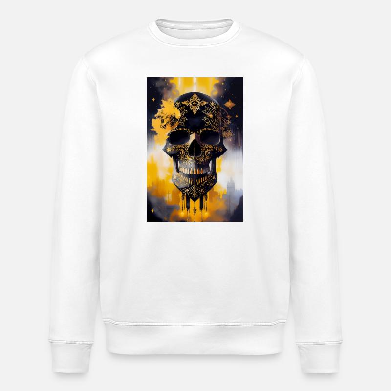 Black and gold skull 2 - Sweat bio ROLLER Stanley/Stella Unisexe - blanc