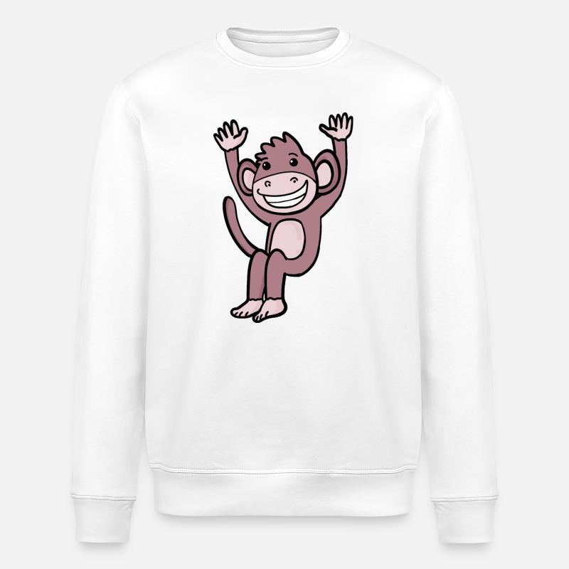 Mignon singe qui rit - Sweat bio ROLLER Stanley/Stella Unisexe - blanc