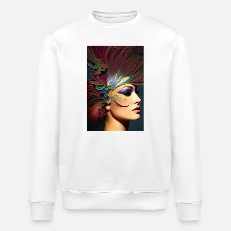 Abstrakte Gesichts Kunst - Stanley/Stella Unisex Bio-Sweatshirt ROLLER - Weiß