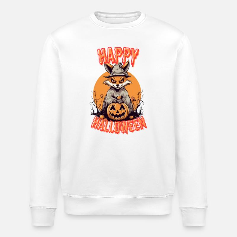 Imprimé renard d’Halloween effrayant - Sweat bio ROLLER Stanley/Stella Unisexe - blanc