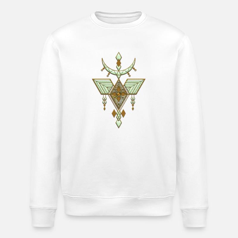 Elegantes abstraktes Design in Gold und sanftem Grün - Stanley/Stella Unisex Bio-Sweatshirt ROLLER - Weiß
