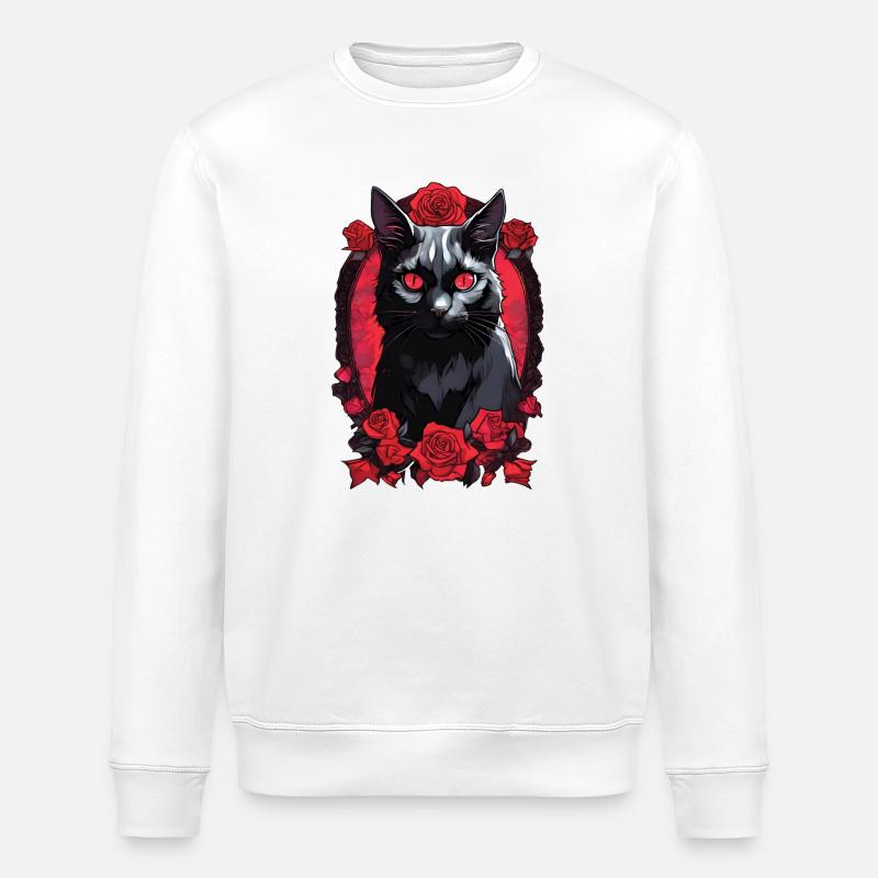 Portrait Gotique De Chat Noir - Sweat bio ROLLER Stanley/Stella Unisexe - blanc