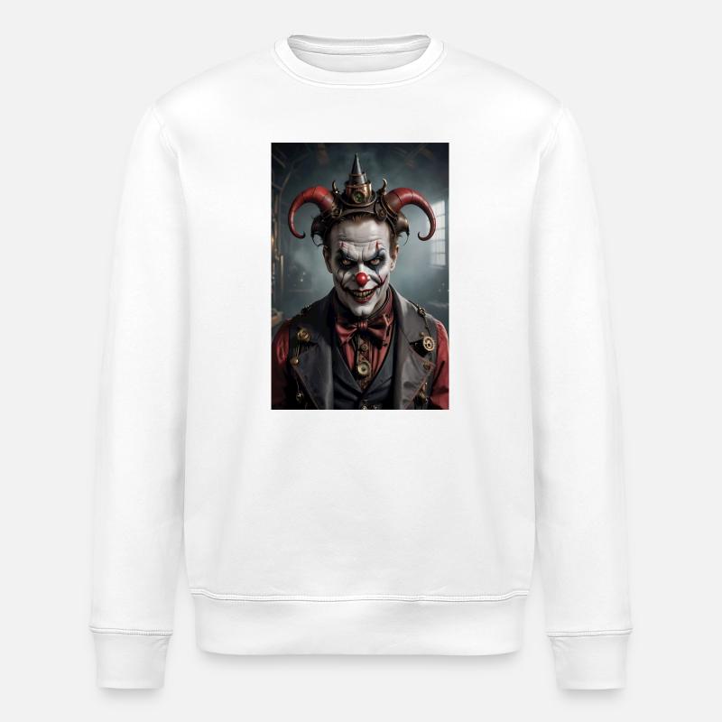 Steampunk Devil Clown - Stanley/Stella ROLLER Unisex Organic Sweatshirt - white