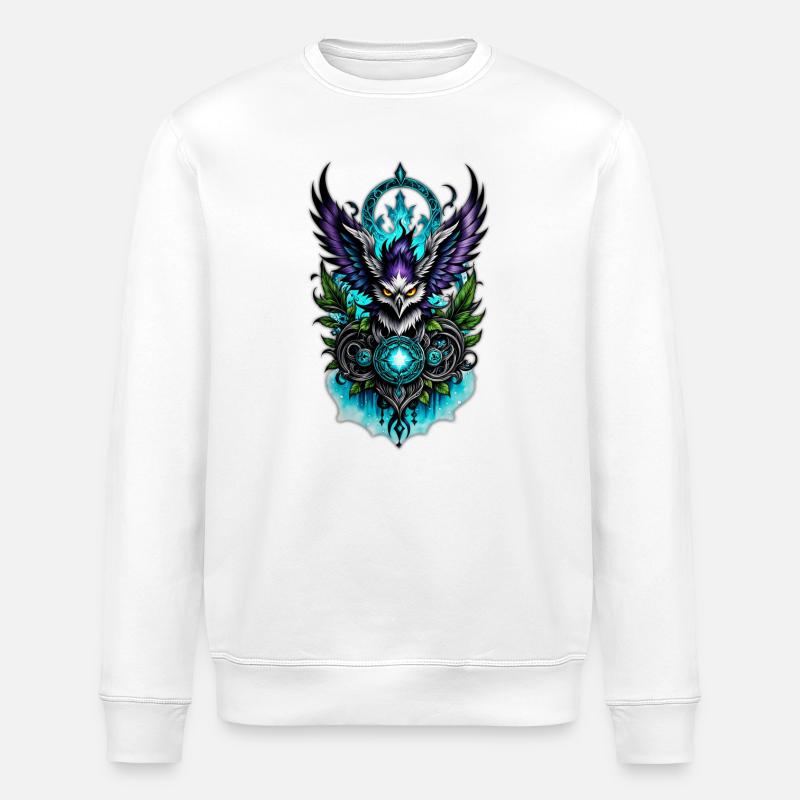 Owl with magical elements. - Stanley/Stella ROLLER Unisex Organic Sweatshirt - white