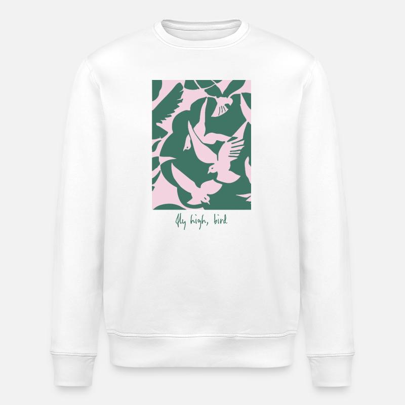Fly High, Bird – Elegantes Vogel-Design - Stanley/Stella Unisex Bio-Sweatshirt ROLLER - Weiß