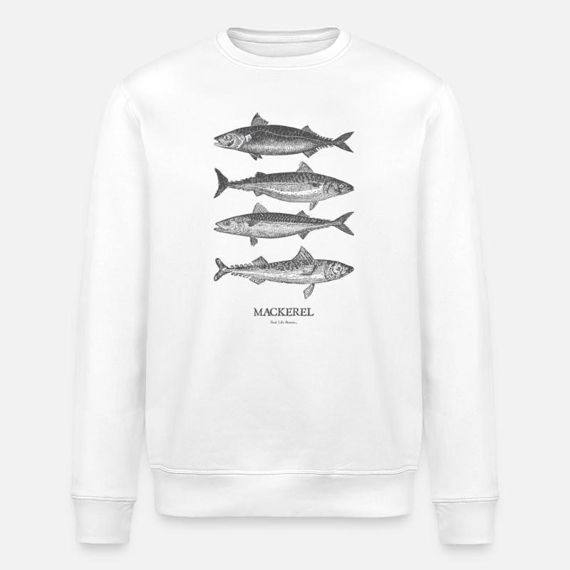Mackerel Silhouette Quartet - Stanley/Stella ROLLER Unisex Organic Sweatshirt - white