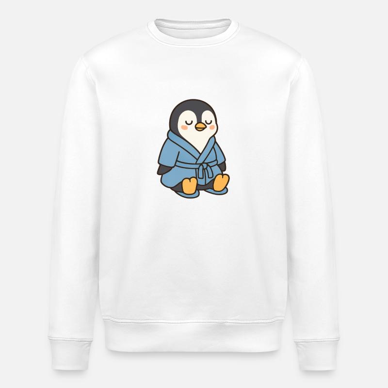Penguin in a bathrobe - Stanley/Stella ROLLER Unisex Organic Sweatshirt - white