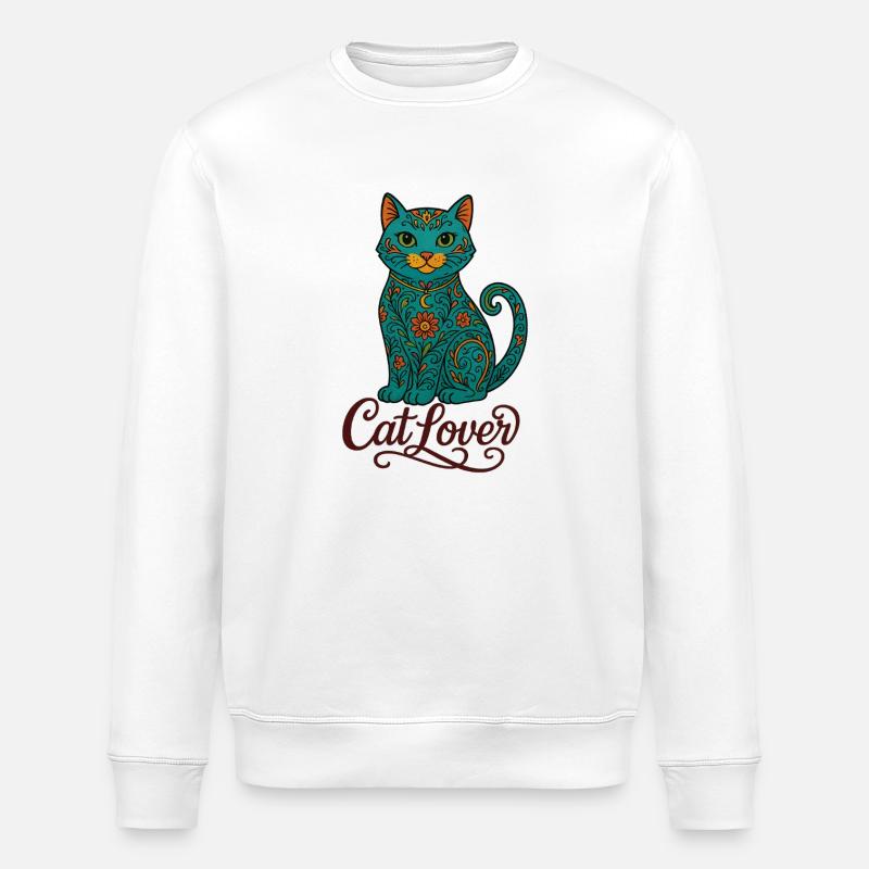 Buntes Katzen-Design – Cat Lover Shirt - Stanley/Stella Unisex Bio-Sweatshirt ROLLER - Weiß