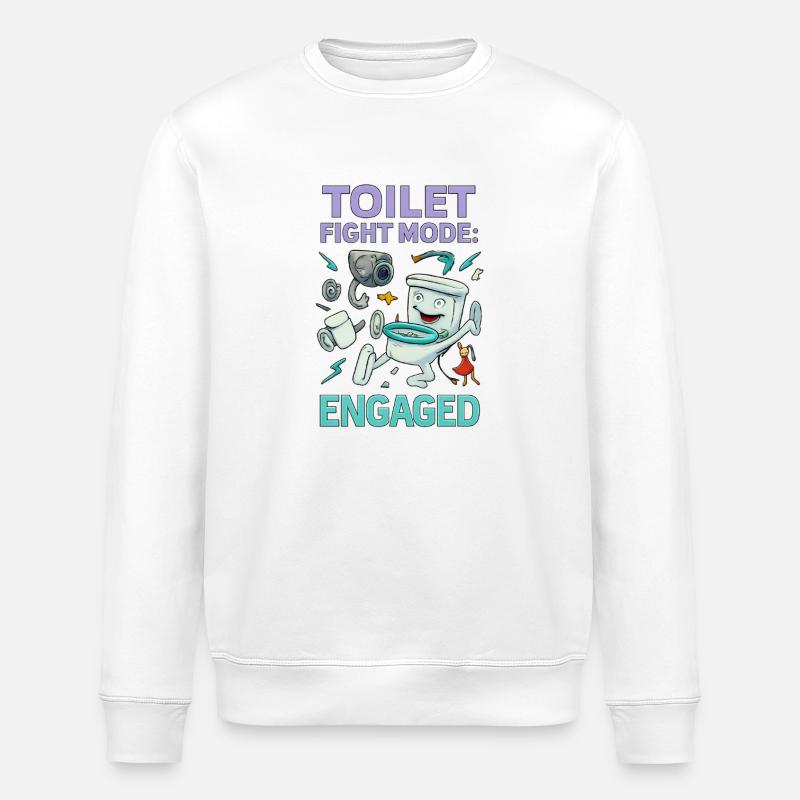 Toilet Fight Mode – Absurd Brainrot Design - Stanley/Stella ROLLER Unisex Organic Sweatshirt - white